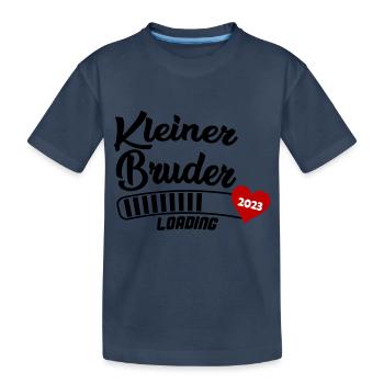 Kleiner Bruder Loading 2023 - Kinder Premium Bio T-Shirt - Navy - Vorne