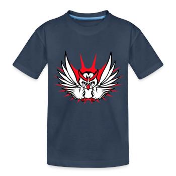 hibou oiseau aigle hibou hibou oiseau de nuit chouette effraie volant cool - T-shirt bio Premium Enfant - bleu marine - Devant