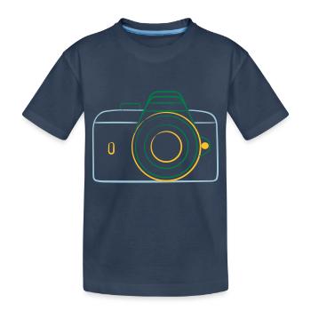 camera - Kids' Premium Organic T-Shirt - navy - Front