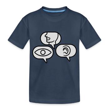 See Speak Hear Speech bubbles - Kids' Premium Organic T-Shirt - navy - Front