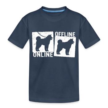 Online Offline - Akita Dog Dog Leash - Kids' Premium Organic T-Shirt - navy - Front