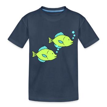 fische comic 2 - Kinder Premium Bio T-Shirt - Navy - Vorne