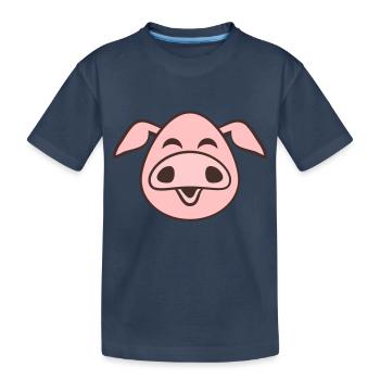 Visage De Cochon Animal Amour Petit Cochon Mignon - T-shirt bio Premium Enfant - bleu marine - Devant