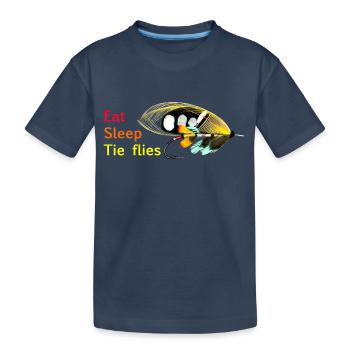 Eat Sleep Tie Flies Black Argus - Kids' Premium Organic T-Shirt - navy - Front