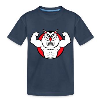 hibou bodybuilder muscles biceps poses gym rat cool - T-shirt bio Premium Enfant - bleu marine - Devant