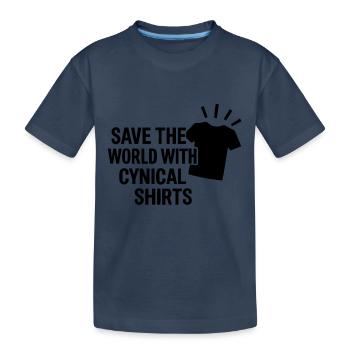 Save the world with cynical T Shirts - Kids' Premium Organic T-Shirt - navy - Front