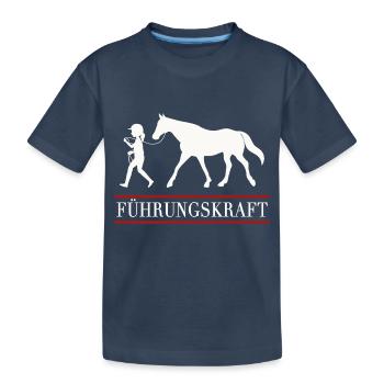 Führungskraft Pferd Reiterin Pferdesport - Kinder Premium Bio T-Shirt - Navy - Vorne
