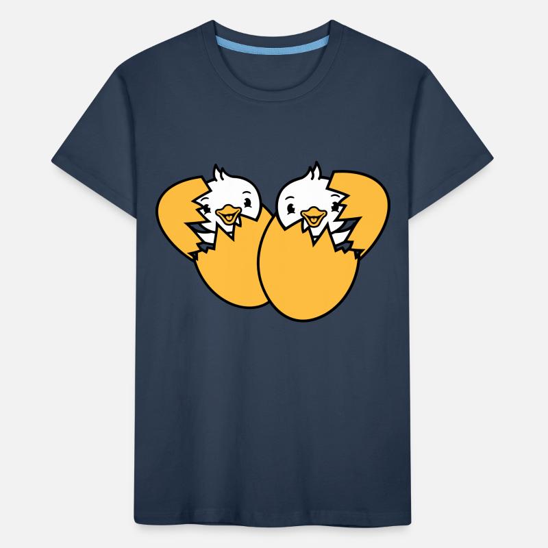 2 Birds Two Chicks Egg Hatch Born Eggshell Kids' Premium Organic T-Shirt