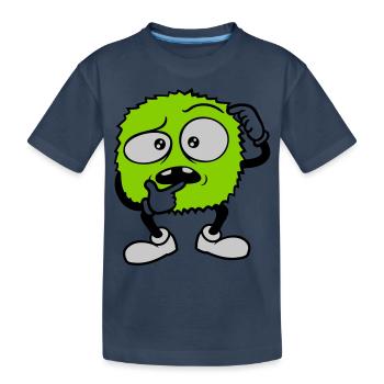 Monstre au visage sceptique comique - T-shirt bio Premium Enfant - bleu marine - Devant
