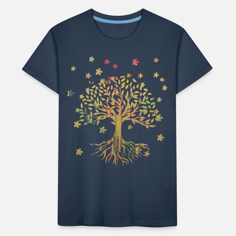 Arbre de Vie,Arbre de Vie,Fleurs,Or,Fleur T-shirt bio Premium Enfant