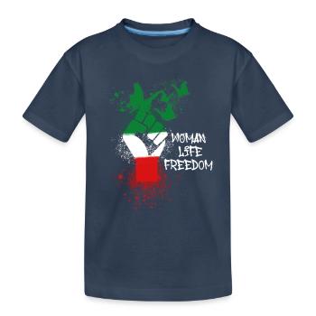 Femme Vie Liberté, Papillons,Iran,Drapeau - T-shirt bio Premium Enfant - bleu marine - Devant