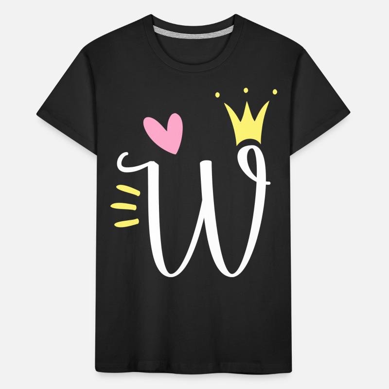 Letter W Initial Letter Crown Kids' Premium Organic T-Shirt