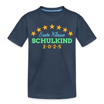 1. Klasse Schulkind 2025 Einschulung Schulbeginn - Kinder Premium Bio T-Shirt - Navy - Vorne