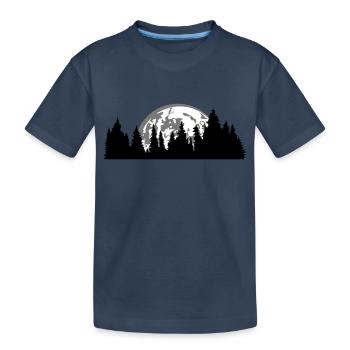 mond nacht vollmond untergang baeume wald nadelwal - Kinder Premium Bio T-Shirt - Navy - Vorne