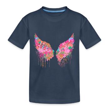 Angelwings,Wings,Coloré,Angel Wings,Fleurs - T-shirt bio Premium Enfant - bleu marine - Devant