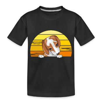 Spähender Beagle-Welpe - Kinder Premium Bio T-Shirt - Schwarz - Vorne