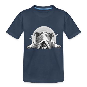 Chien bouledogue animaux chiot chien mignon Art de l’aquarelle - T-shirt bio Premium Enfant - bleu marine - Devant