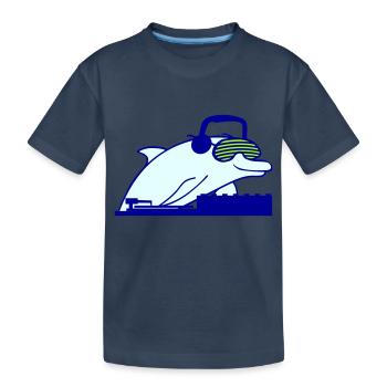 Cool DJ Dolphin Mixer Mixer Soirée Musique de club - T-shirt bio Premium Enfant - bleu marine - Devant