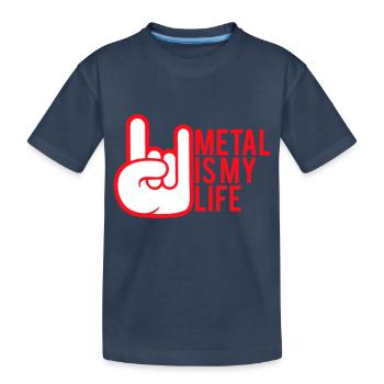 Metal Is My Life Hard Rock Cornes Bande Dessinée Geste de la Main - T-shirt bio Premium Enfant - bleu marine - Devant