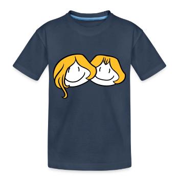 schwestern kopf gesicht freundin 2 freunde team ge - Kinder Premium Bio T-Shirt - Navy - Vorne