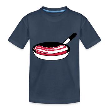 pfanne anbraten bacon schinken fleisch lecker hung - Kinder Premium Bio T-Shirt - Navy - Vorne
