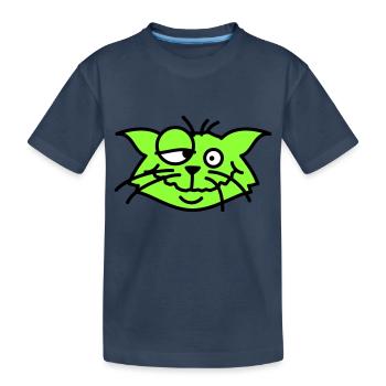 Confused Cat Squints Funny Crazy Grimace - Kids' Premium Organic T-Shirt - navy - Front