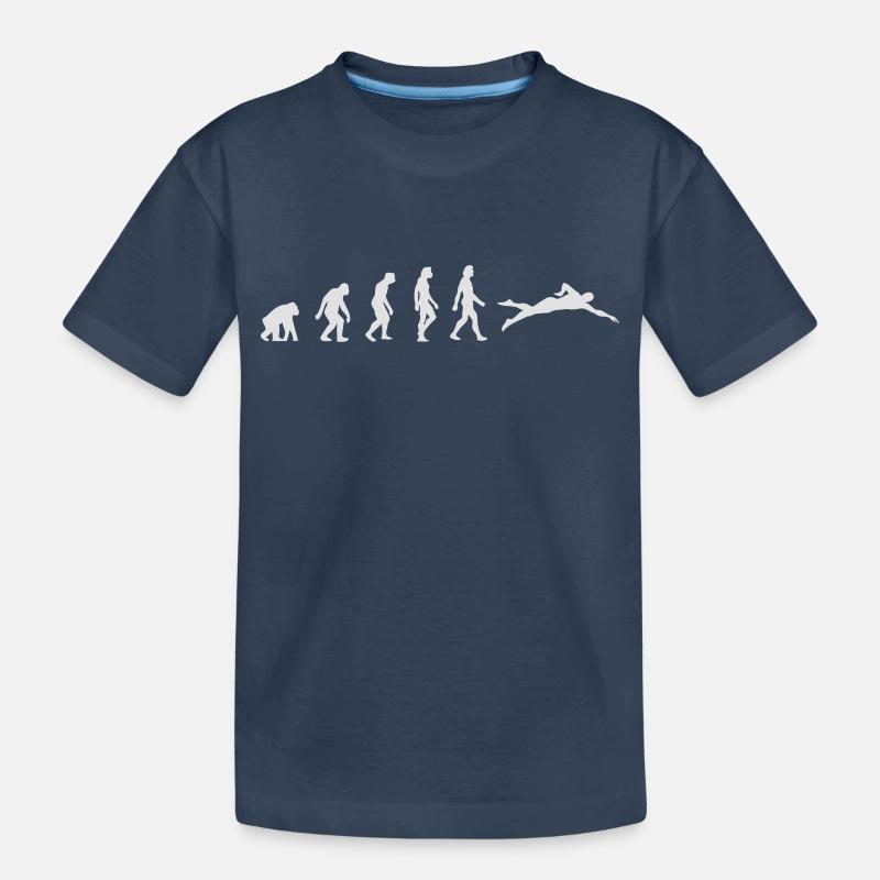 Die Evolution des Schwimmens - Kinder Premium Bio T-Shirt - Navy