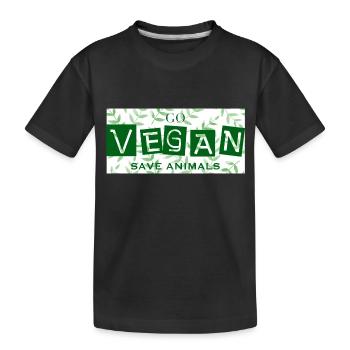 DEVENEZ VÉGÉTALIEN - SAUVEZ LES ANIMAUX - T-shirt bio Premium Enfant - noir - Devant
