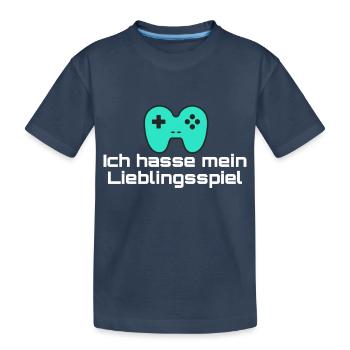 hasse mein lieblingsspiel - Kinder Premium Bio T-Shirt - Navy - Vorne