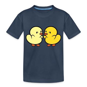 Duckie and Duck YAY - Kids' Premium Organic T-Shirt - navy - Front
