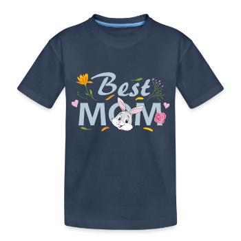 Meilleure maman. Design floral avec lapin - T-shirt bio Premium Enfant - bleu marine - Devant