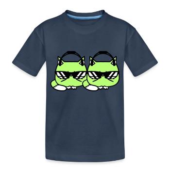 2 DJ Katzen Team Freunde Tiere Haustier Kätzchen - Kinder Premium Bio T-Shirt - Navy - Vorne