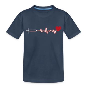 Herzschlag - Herz - Kinder Premium Bio T-Shirt - Navy - Vorne