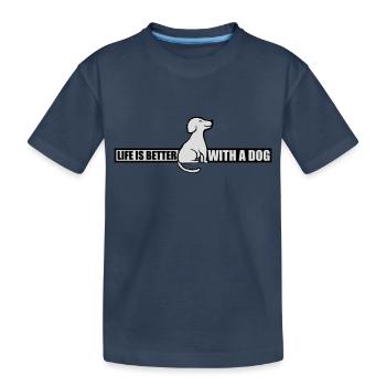 better with a dog - Kids' Premium Organic T-Shirt - navy - Front