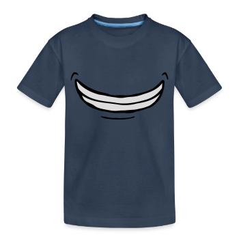Breites überschwängliches Comic Grinsen - Kinder Premium Bio T-Shirt - Navy - Vorne