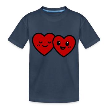 Herzen Paar Liebe - Kinder Premium Bio T-Shirt - Navy - Vorne