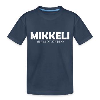 Mikkeli - Finlande - Coordonnées - Longitude - T-shirt bio Premium Enfant - bleu marine - Devant
