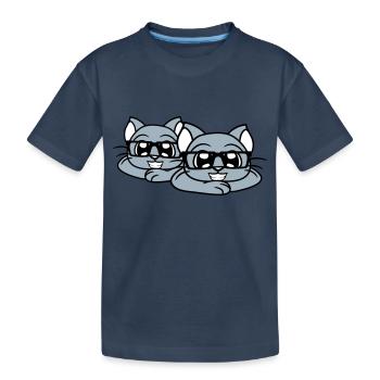 2 Clever Nerd Cats Lunettes à monture de corne Geek Eyewear Team - T-shirt bio Premium Enfant - bleu marine - Devant