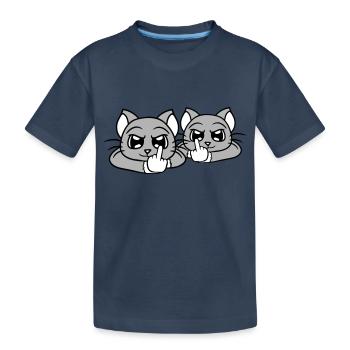 Böse Katzen Freunde Mittelfinger Beleidigung Team - Kinder Premium Bio T-Shirt - Navy - Vorne