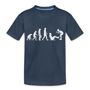 Fitness Sportler Krafttraining Muskel Bodybuilder - Kinder Premium Bio T-Shirt - Navy - Vorne