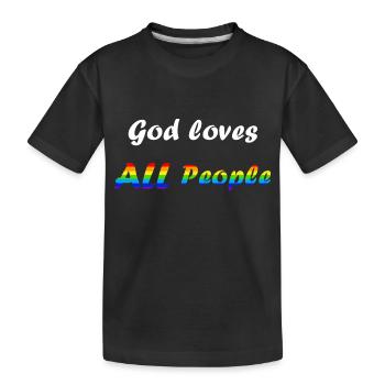 LGBTQ Gott Liebe Regenbogenfahne Fußball - Kinder Premium Bio T-Shirt - Schwarz - Vorne