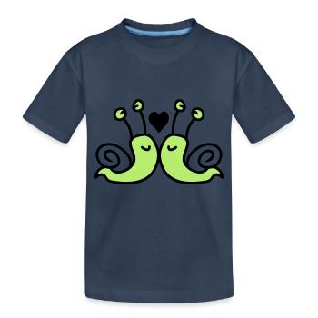 verliebte Schnecken - Kinder Premium Bio T-Shirt - Navy - Vorne