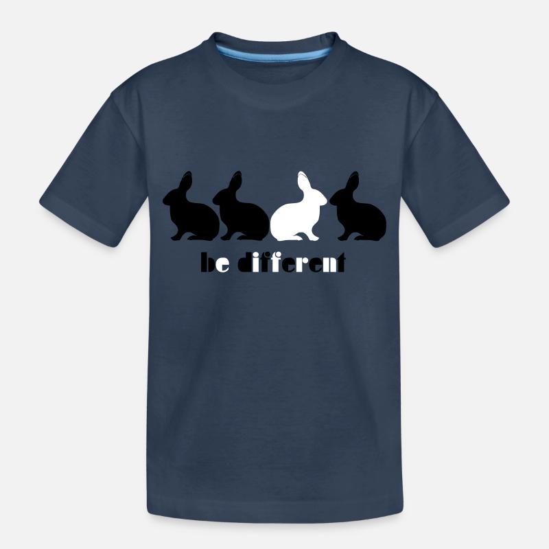 Be different Hase Bunny Unikat Einzigartig 2c - Kinder Premium Bio T-Shirt - Navy