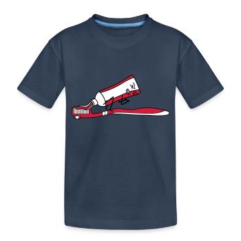 Brosse à dents merde merde comique face à un - T-shirt bio Premium Enfant - bleu marine - Devant