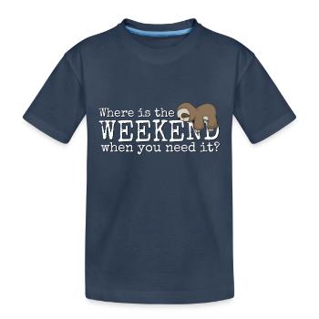 Où est le week-end? Week-end paresseux de Kawaii - T-shirt bio Premium Enfant - bleu marine - Devant