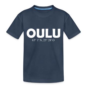 Oulu - Finland - Coordinates - Longitude Latitude - Kinder Premium Bio T-Shirt - Navy - Vorne
