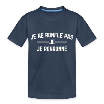 Je ne ronfle pas, Je ronronne - T-shirt bio Premium Enfant - bleu marine - Devant