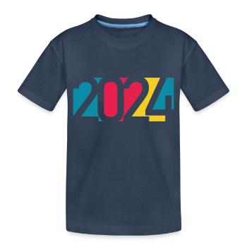 2024 happy new year Jahreszahl Datum Zahl Anno - Kinder Premium Bio T-Shirt - Navy - Vorne