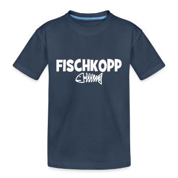 Fischkopp Fisch Fischkopf Küste Angler Fischer - Kinder Premium Bio T-Shirt - Navy - Vorne