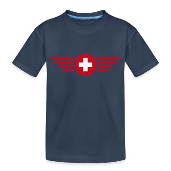 Schweiz Fahne - Kinder Premium Bio T-Shirt - Navy - Vorne